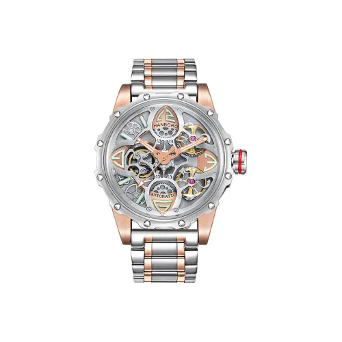 HANBORO Автоматические механические мужские часы 44 мм с открытым механизмом
