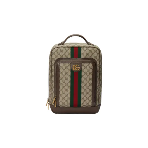 GUCCI Ophidia Холст и Кожа Комбинированный Рюкзак Средний Мужской Коричневый