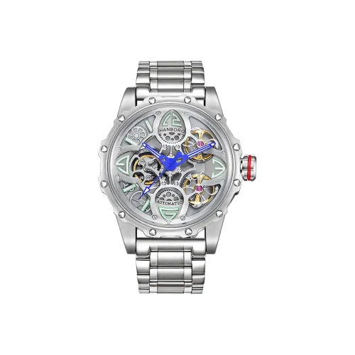 HANBORO Автоматические механические мужские часы 44 мм с открытым механизмом