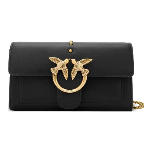 PINKO Кожа Bird Сумка Swallow Сумка Кошелек Картхолдер Сумка через плечо Сумка на плечо Женская Черный Черный Золотой