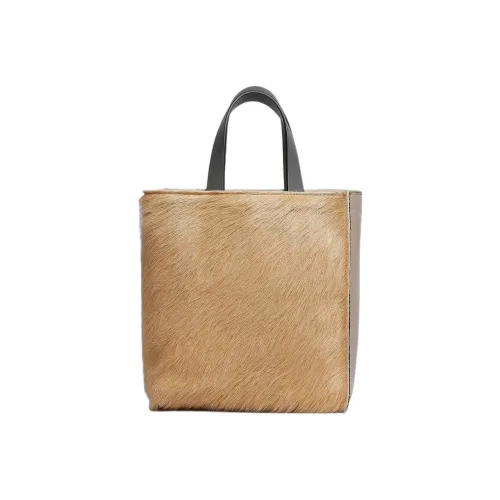 MARNI Museo Телячья кожа Волнистые волосы Тоут Сумка Сумка для покупок Сумка через плечо Мини Сумка Женская CAMEL