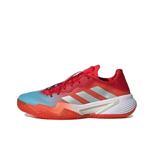 Adidas Barricade Slip-Resistant Низкие Кроссовки для Тениса Женские Красные Серебряные