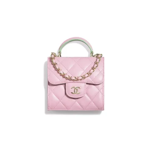 CHANEL Sheepskin Crossbody Clutch Women's Pink Green CHANEL Овчина Через плечо Клатч Женские Розовый и Зеленый