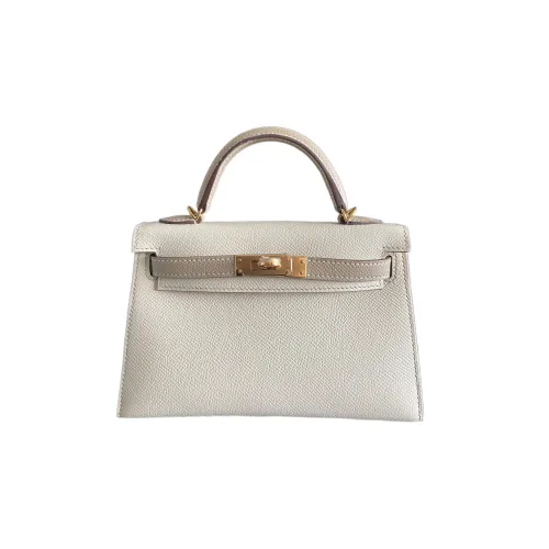 HERMES Mini Kelly Generation 1 Эпсомская кожа Kelly Сумка Мини Женская Милкшейк Белый Тренч Серый