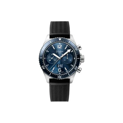 GLASHUTTE ORIGINAL SPEZIALIST Автоматический Механический Механизм Мужские Часы Синий Циферблат Нержавеющая Сталь Корпус Резиновый Ремешок