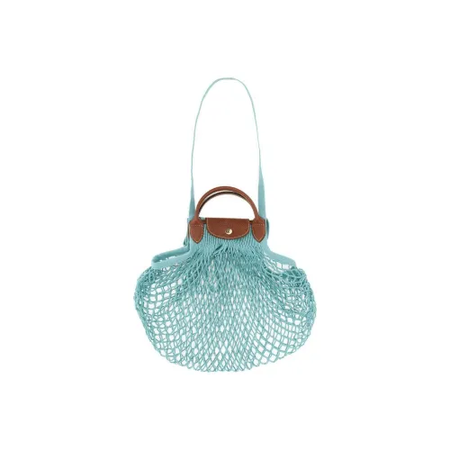 LONGCHAMP Le Pliage Filet Хлопок с коровьей кожей Сумка через плечо Сумка Женская Лагунный Синий