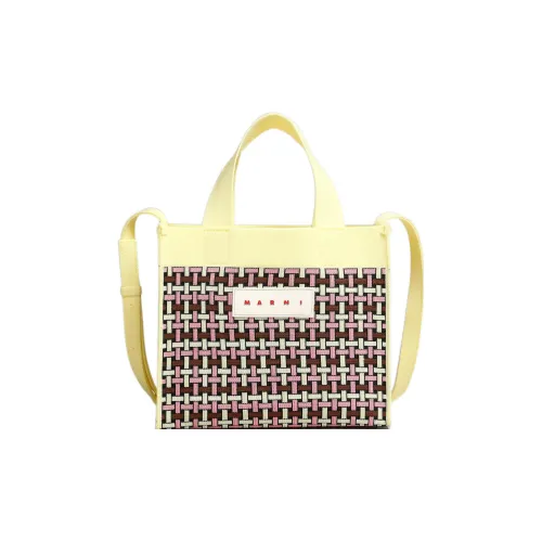MARNI Полиэстер Полиуретан Алюминий Тоут Сумка Сумка для покупок Сумка Маленькая Женская Светло-желтая Розовая