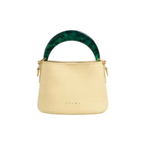 MARNI Venice Кожа Ведрообразная Сумка Сумка через плечо Мини Сумка Женская Светло-желтая