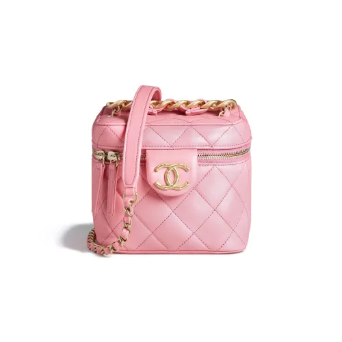 CHANEL Телячья кожа Косметичка Сумка через плечо Маленькая Женская Кораллово-розовая