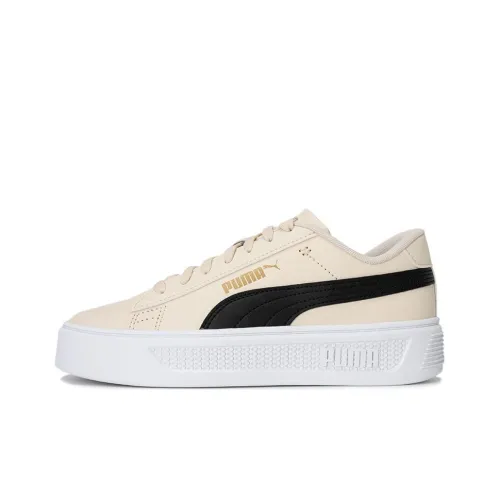 PUMA Smash Platform v3 Low Топ Скейтборд Кроссовки Женские Бежево-черные
