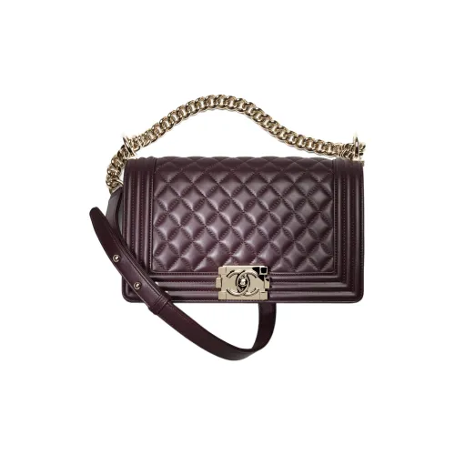 CHANEL Телячья кожа Сумка через плечо Средняя Женская Темно-фиолетовая