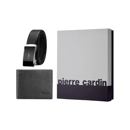 PIERRE CARDIN Кошелек из крупнозернистой текстуры коровьей кожи набор в подарочной коробке маленький мужской черный