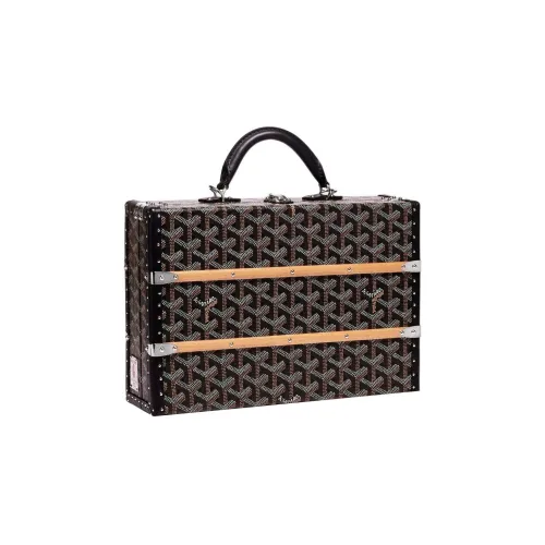 GOYARD Palace Canvas Leather Suitcase Hard Case Medium Unisex Black GOYARD Palace Холст Кожаный Чемодан Твердый Чехол Средний Унисекс Черный
