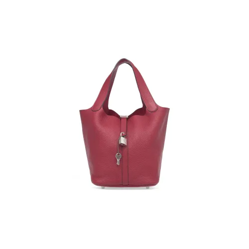 HERMES Picotin Lock Clemence Телячья кожа Корзинка-сумка Сумка-ведро Сумка Женская 55 Руж H HERMES Красный
