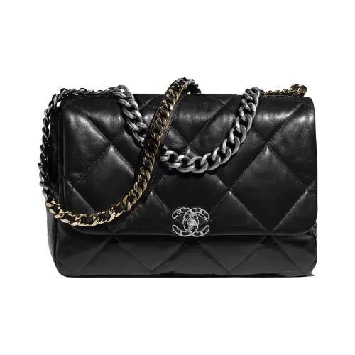 CHANEL 19Bag Lambskin Crossbody Bag Shoulder Bag Extra Large Unisex Black CHANEL 19Bag Овечья шкура Сумка через плечо Сумка на плечо Экстра-большая Унисекс Черная