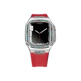 Цветной кулон в форме ромба + красный силиконовый ремешок + украшенный стразами интерфейс