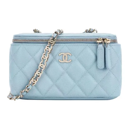CHANEL Телячья кожа Квадрат Коробка Косметичка Сумка через плечо Маленькая Женская Синяя