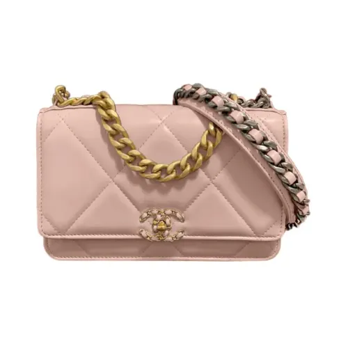 CHANEL 19BagWOC Овчина Сумка с цепочкой Сумка через плечо Стандартная Женская Розовая