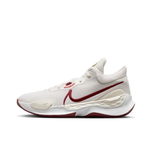 Nike Renew Elevate 3 Slip-resistant Abrasion-resistant Low-top Баскетбольные кроссовки Мужские Бежево-красные