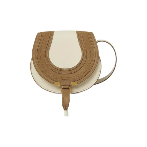 Chloe Marcie Замша Телячья кожа Седло Сумка Сумка через плечо Маленькая Женская Цвет Слоновая кость