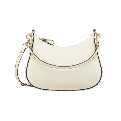 Valentino Rockstud Телячья кожа с текстурой Сумка-хобо Сумка через плечо Женская Белая