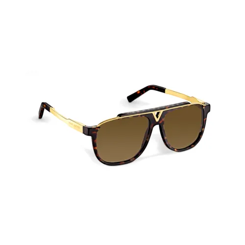 LOUIS VUITTON Нерегулярная форма Солнцезащитные очки Мужской Коричневый