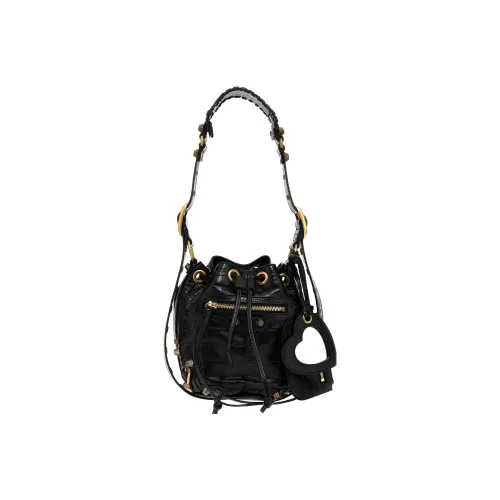 Balenciaga Le Cagole Коровья кожа Ведрообразная сумка Сумка Сумка через плечо Женская Черная