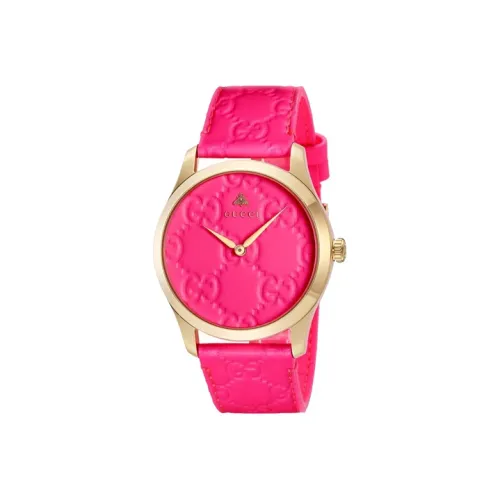GUCCI Наручные часы Кварцевый механизм Кожаный ремешок 38 мм Розовый циферблат Женские часы