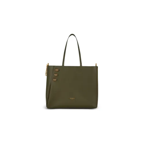 BALMAIN Гладкая кожа Тоут Сумка Сумка для покупок Сумка Женская Хаки зеленый