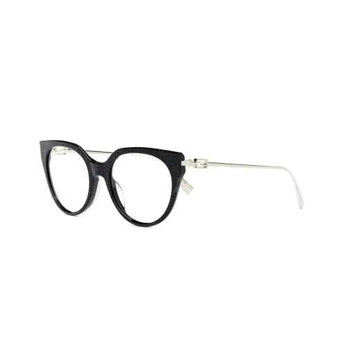 FENDI Металлический ацетат Оправа для очков Кошачий глаз Унисекс Серебряный