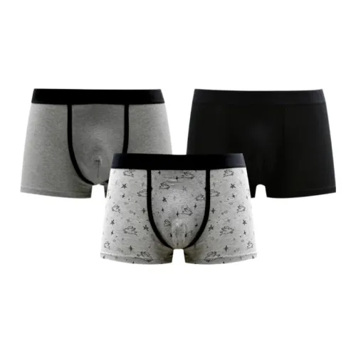 COTTON REPUBLIC 3 упаковки мужские боксер-шорты: серый + черный + серый