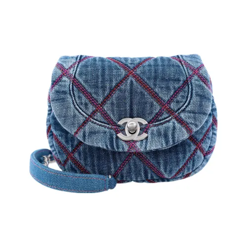 CHANEL Деним Седло Сумка Сумка через плечо Мини Женская Синяя