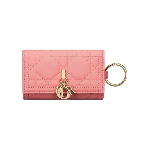 DIOR Lady Dior Lambskin Key Pouch Women's Light Pink
