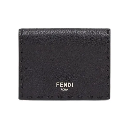 FENDI Телячья кожа Держатель для карт кошелек Мужской Черный