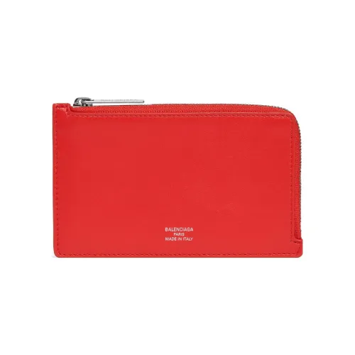 Balenciaga Гладкая Телячья Кожа Кошелек Кошелек для Монет Держатель для Карт Женский Красный