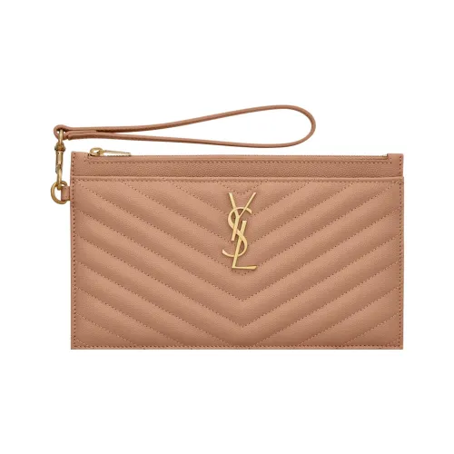 SAINT LAURENT Клатч из коровьей кожи большой женский винтажный цвет персик