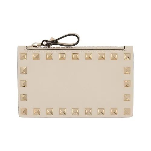 Valentino Rockstud Полированная телячья кожа кошелек для монет держатель для карт кошелек женский цвет светло-слоновая кость