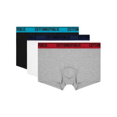 COTTON REPUBLIC 3 упаковки черных + белых + серых мужских боксеров
