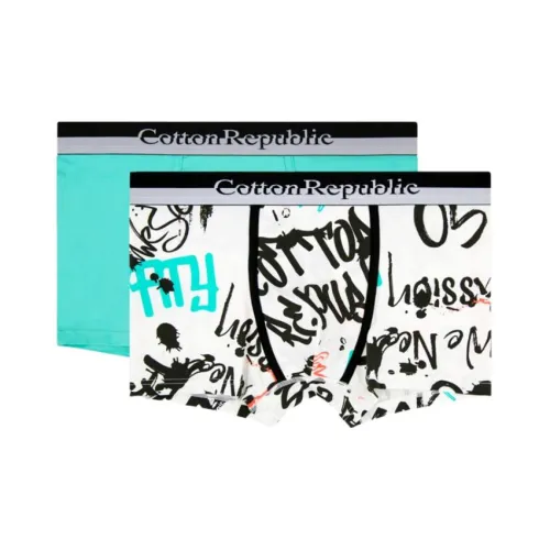 COTTON REPUBLIC 2 упаковки Белый + Синий Мужские боксер-шорты