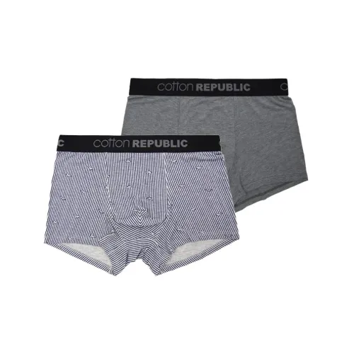 COTTON REPUBLIC 2 упаковки Серый с синими полосами / Серый Мужской боксер-шорты