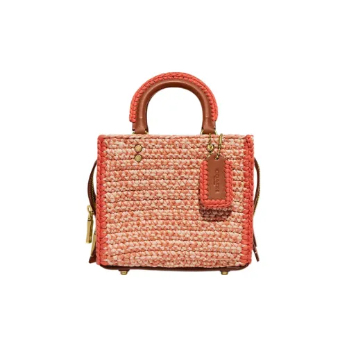 COACH Rogue Кожа Тоут Сумка Сумка для покупок Ткань Сумка Обычный Женские Оранжево-красный