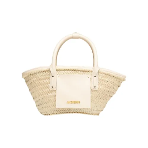 Jacquemus Le Petit Panier Soli Натуральный Пальма Коровья кожа Пляжная корзина-сумка Сумка Мини Женская Айвори Натуральный