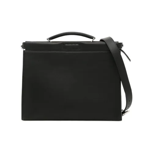 FENDI Peekaboo Кожа Доска для ноутбука Сумка через плечо Сумка Обычная Мужская Черная