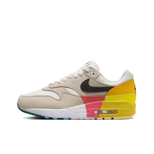 Nike Air Max 1 Highlighted с MULTI COLORS Амортизация Низкий Топ Повседневная обувь Унисекс Красный Желтый