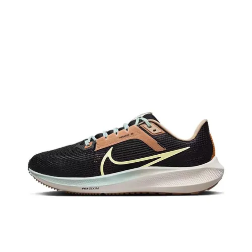 Nike Air Zoom Pegasus 40 Амортизация Покрытие Поддержка Низкий Топ Повседневный Тренировки Беговые кроссовки Мужской Черный Желтый