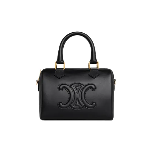 CELINE Cuir Triomphe Smooth Calfskin Boston Bag Crossbody Bag Handbag Small Women's Black