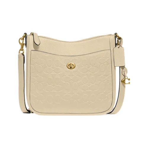COACH Chaise Кожа Курьерская сумка Сумка через плечо Стандартная Женская Бежево-желтая