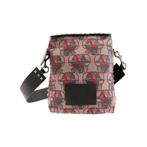 Valentino Сумка через плечо с тканью и кожей среднего размера мужская серая