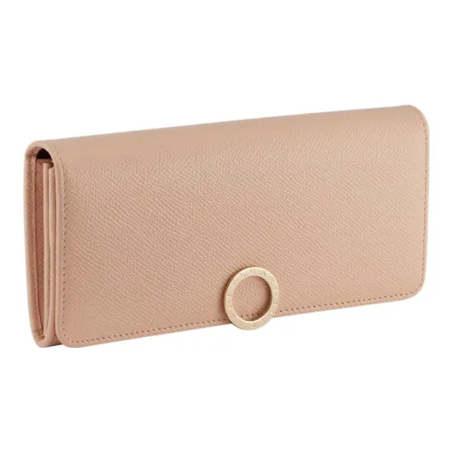 BVLGARI Бумажник Большого Размера Блестящая Зерненая Кожа Теленка Цвета Пудрово-розового Кварца