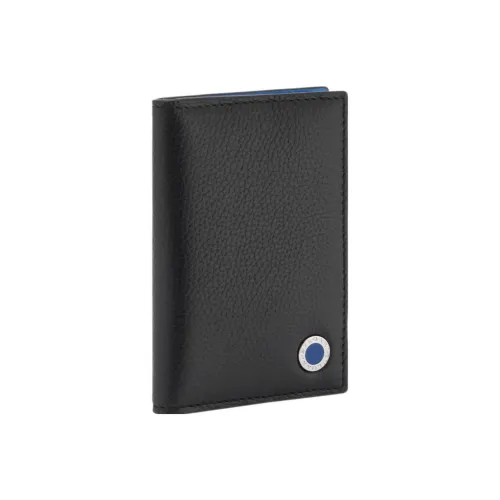 BVLGARI Men's Calfskin Card Holder Black Blue BVLGARI Мужской телячья кожа держатель для карт Черный Синий